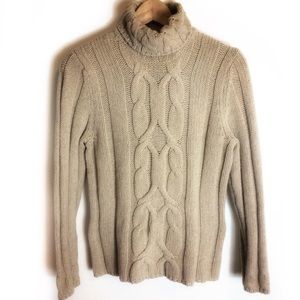 Lands’ End Khaki Cable Knit Sweater
